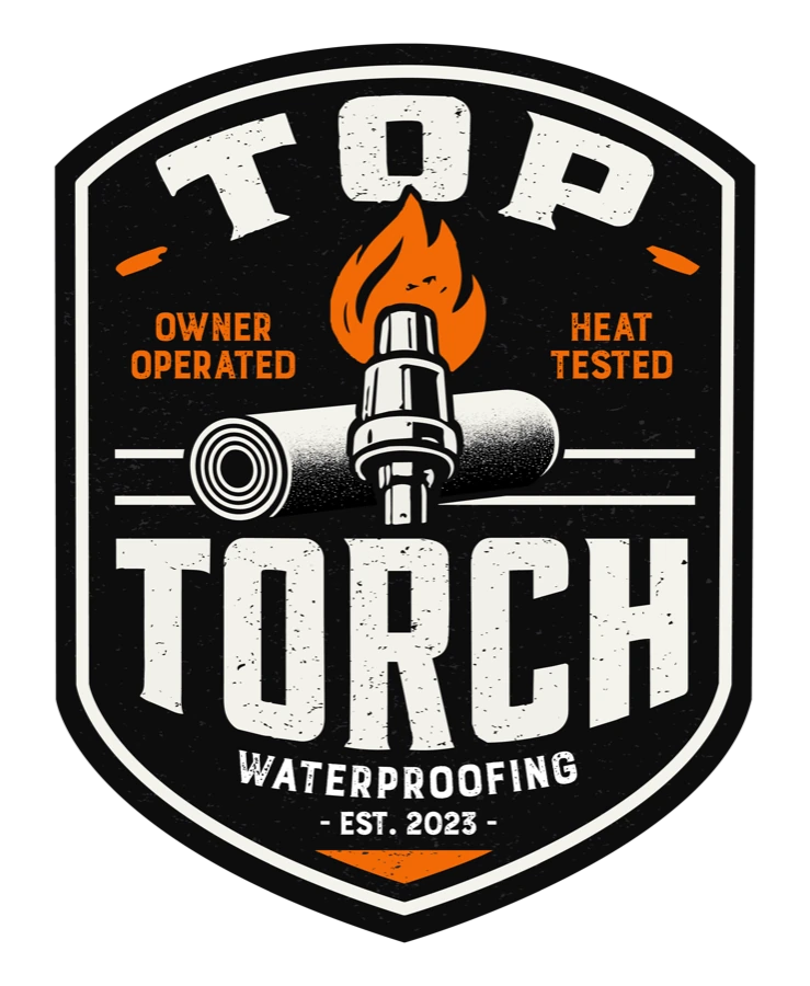 Top Torch Waterproofing badge identity created for the brand